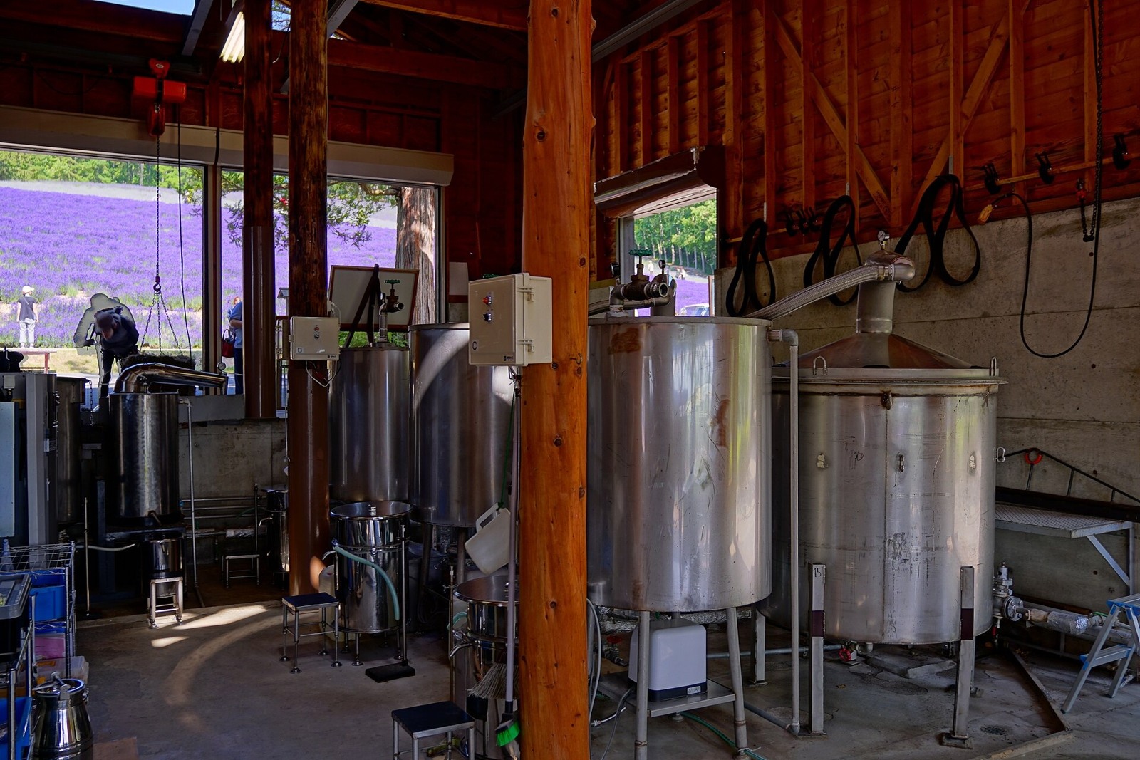 Lavender distillation equipment at Farm Tomita.
