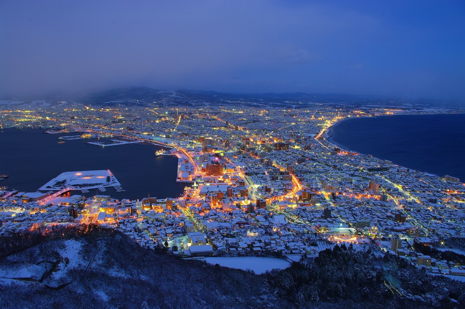 The city lights seen from Mount Hakodate.