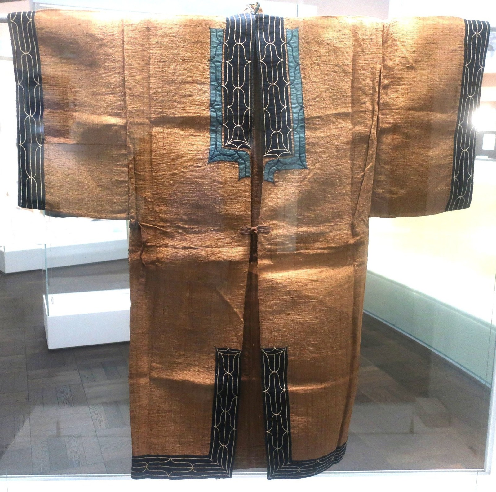 A bark-fibre garment displayed at the National Ainu Museum.