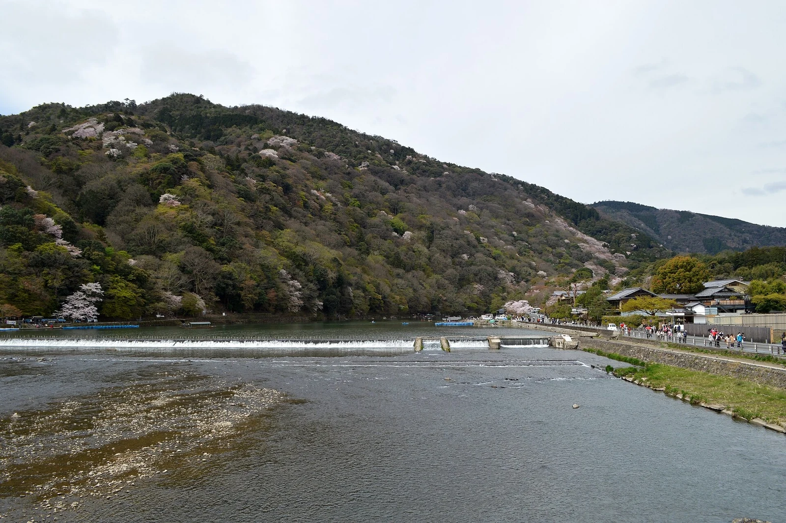 Togetsukyo Bridge across the Katsura River in spring.
