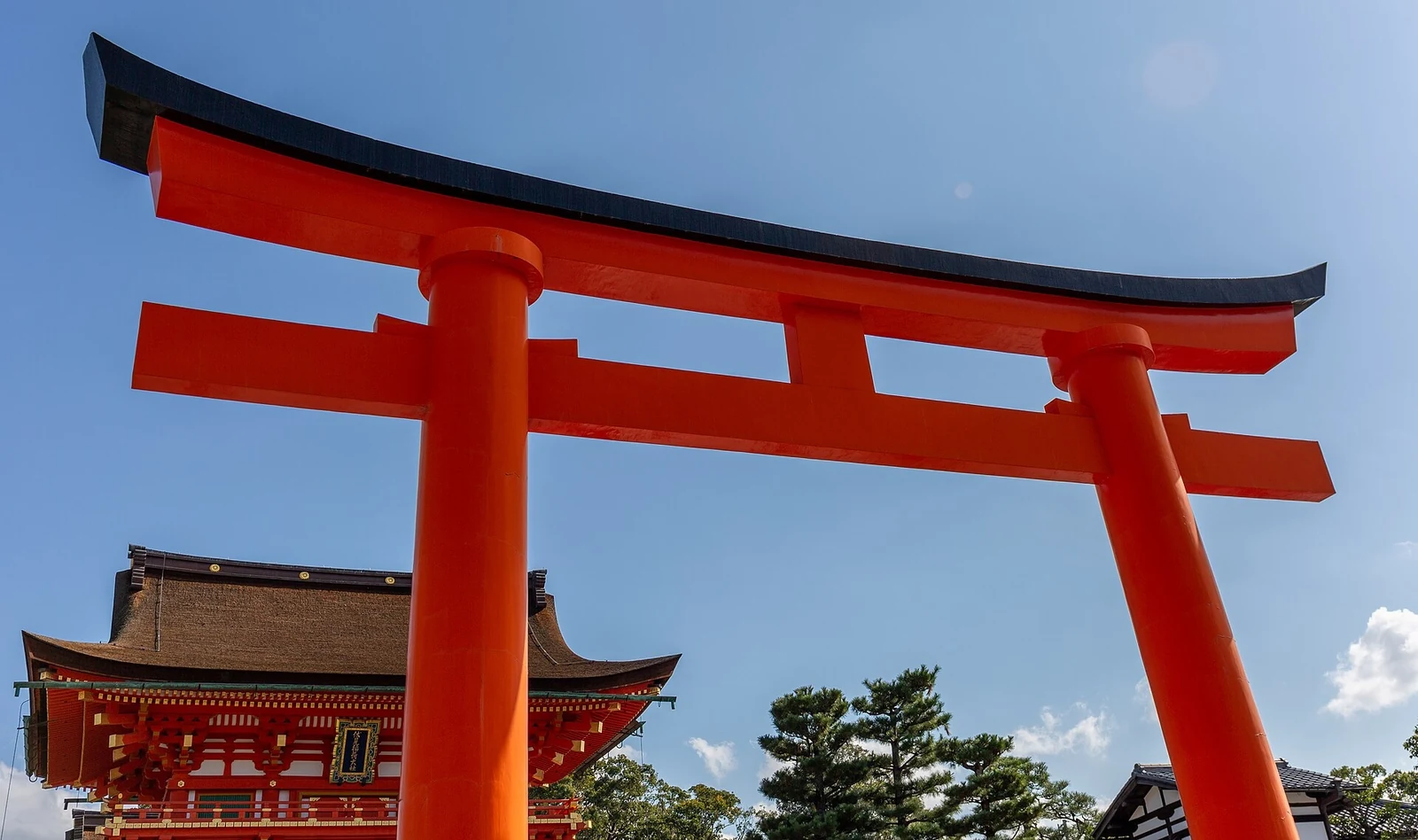 A large torii at the shrine’s lower approach.