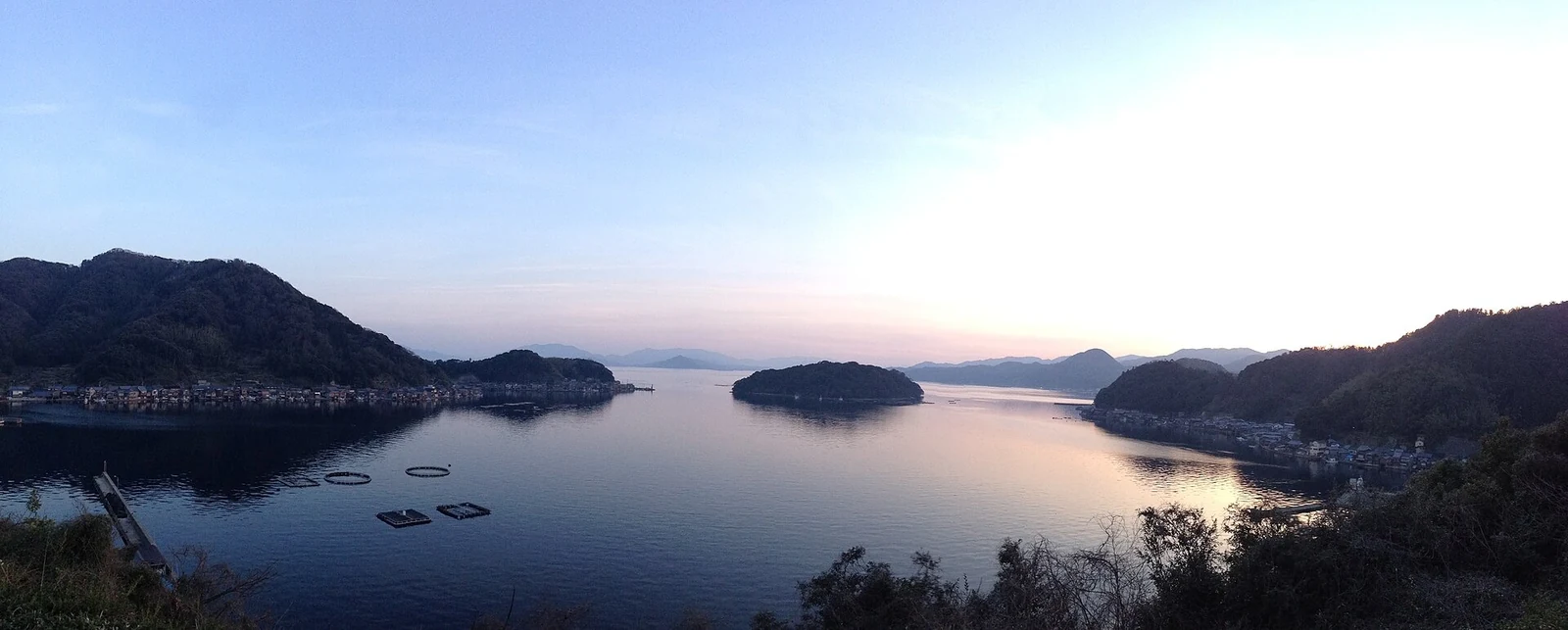 Ine Bay and its surrounding hills towards evening.