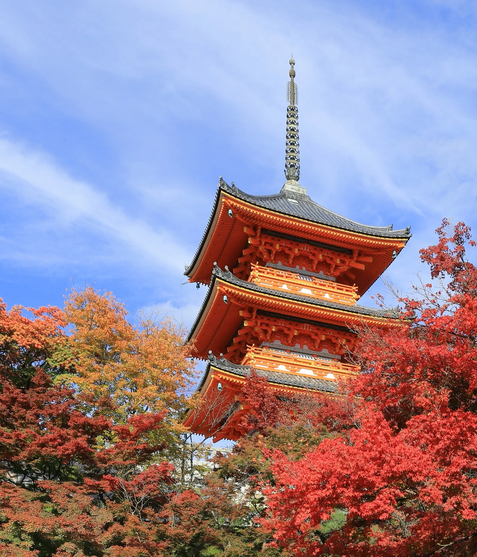 The three-storey pagoda above the trees.