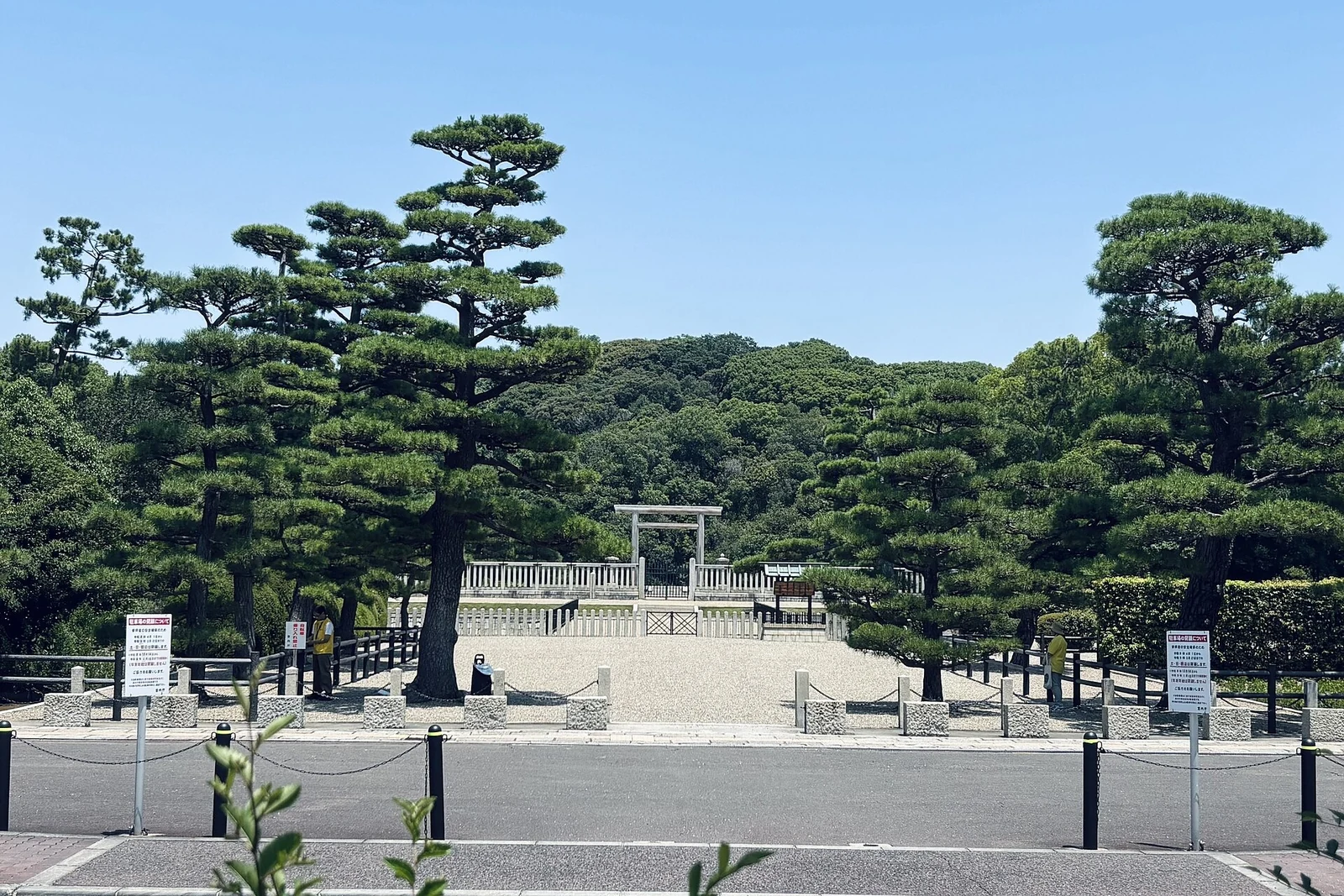 The public worship area outside the tomb in July 2026.