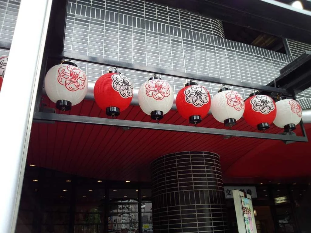 Lanterns outside the National Bunraku Theatre in June 2012.