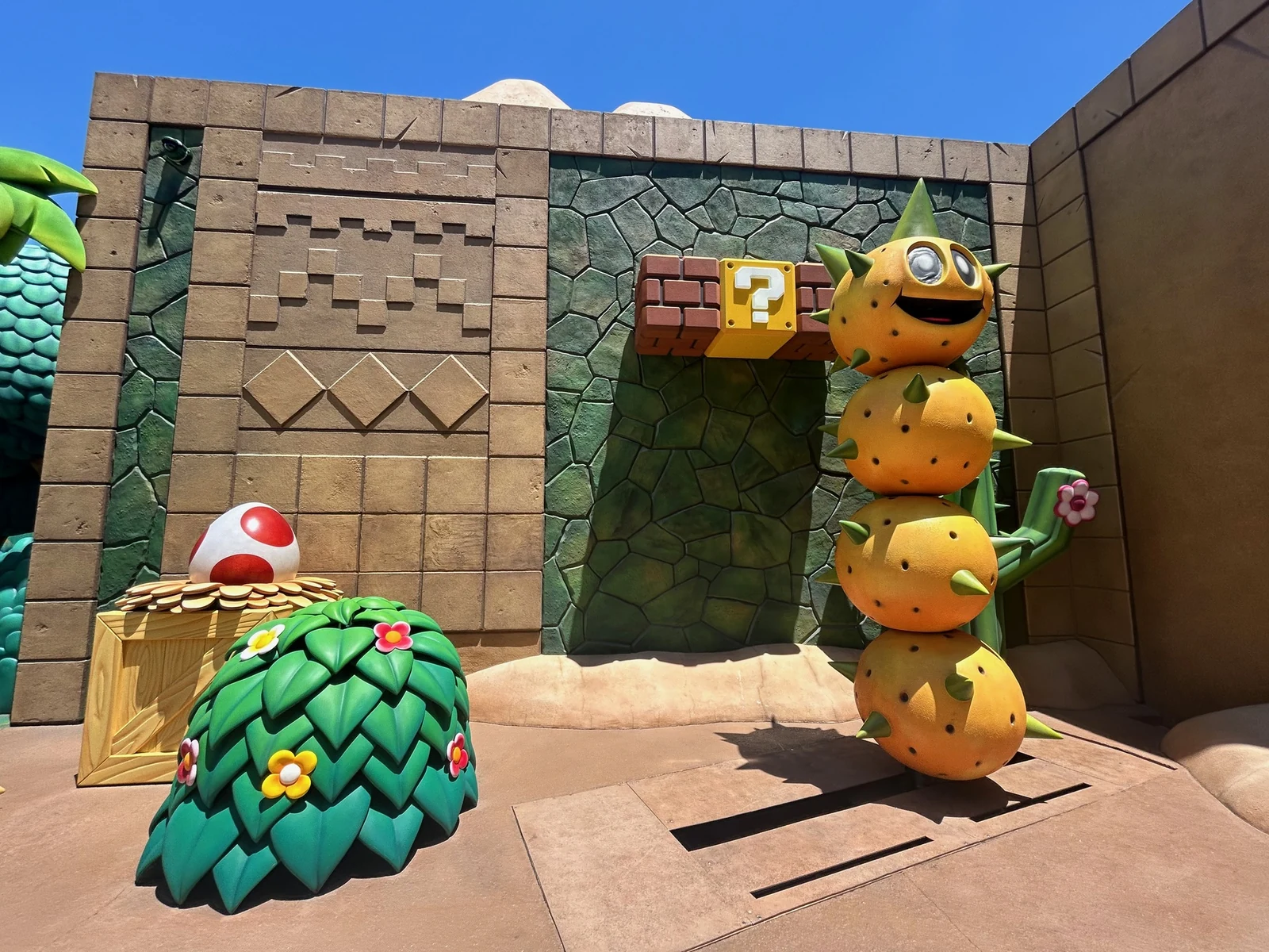 Themed scenery along Yoshi’s Adventure in August 2024.