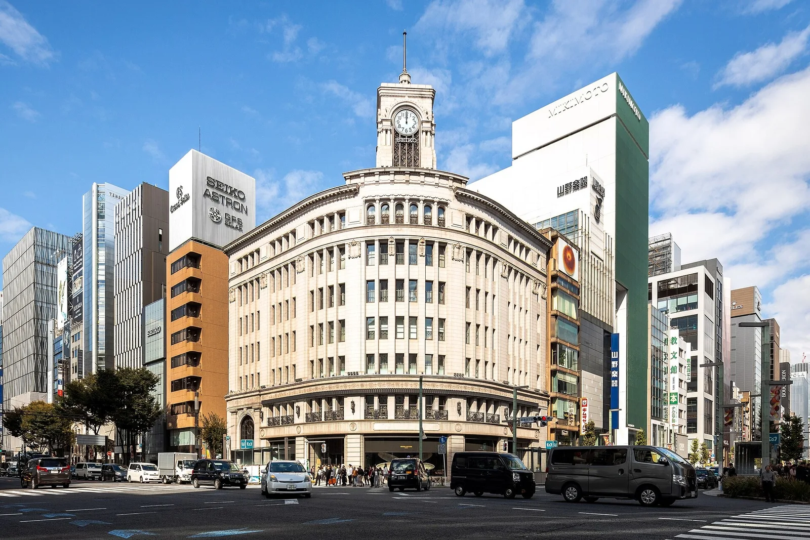 Wako's clock tower at the Ginza 4-chome intersection.