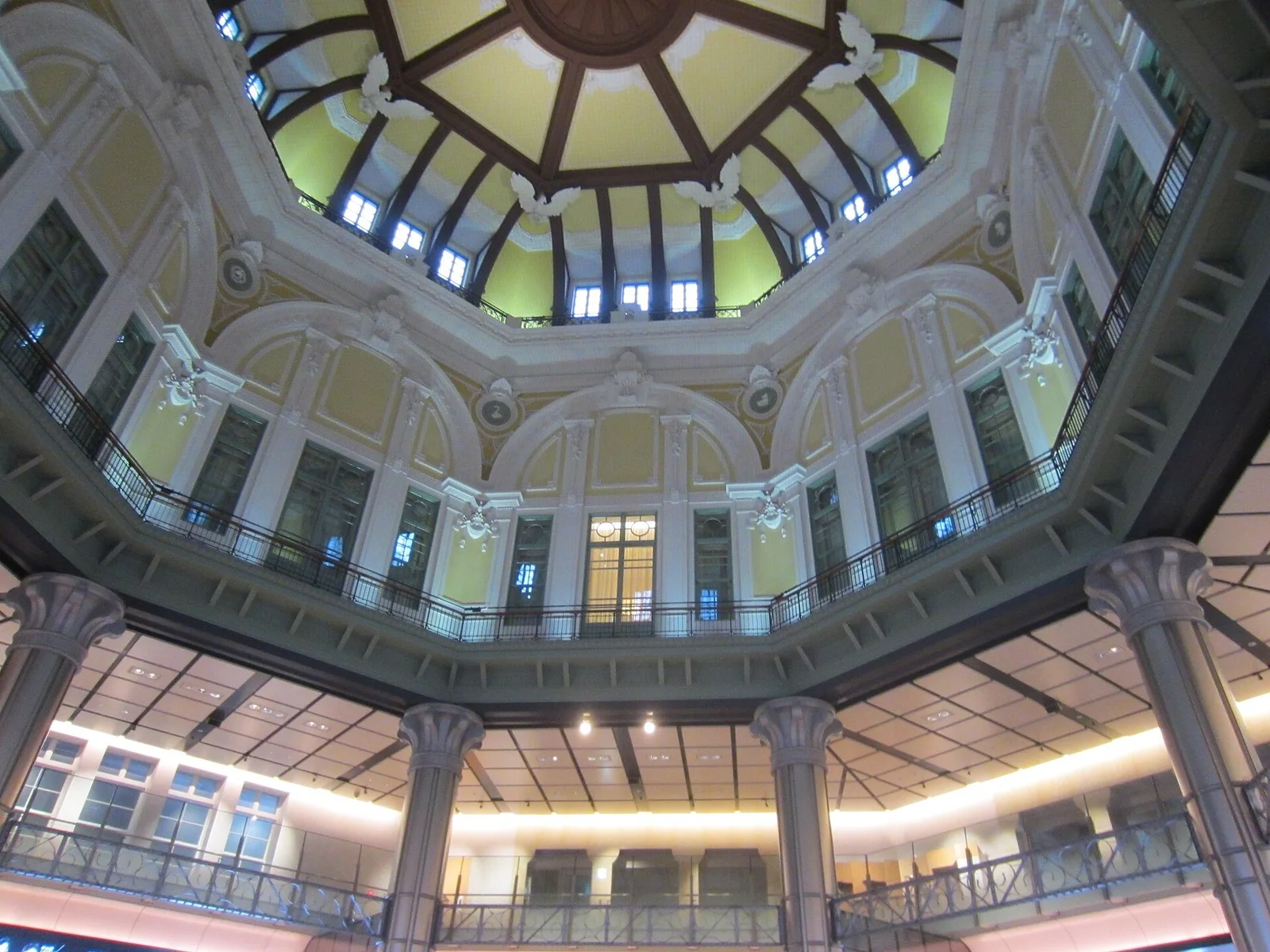 Decorative details inside one of Tokyo Station's Marunouchi domes.